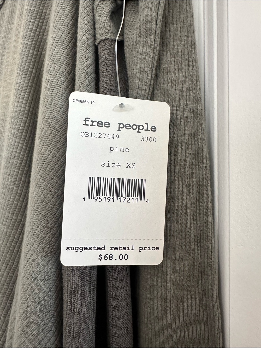 NWT XS Free People - We The Free - Green Ribbed Layered Tunic - Picture 3 of 6